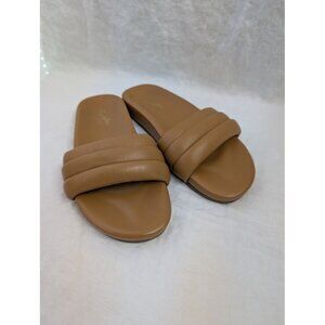 Seychelles women's size 8 brown leather slide sandals, comfort beach summer SH5